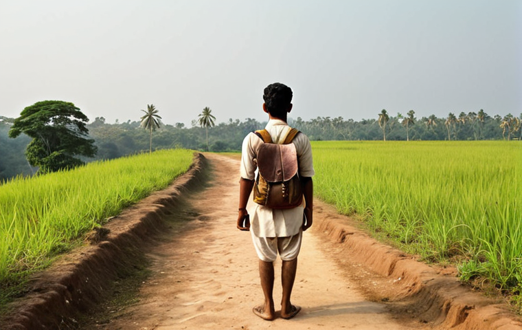 **
A person standing at the start of a historical path, looking determined but calm. Focus on the mental preparation aspect. Serene expression, perhaps a backpack, and a visible path stretching into the distance. Bengali cultural elements subtly incorporated if possible.
**