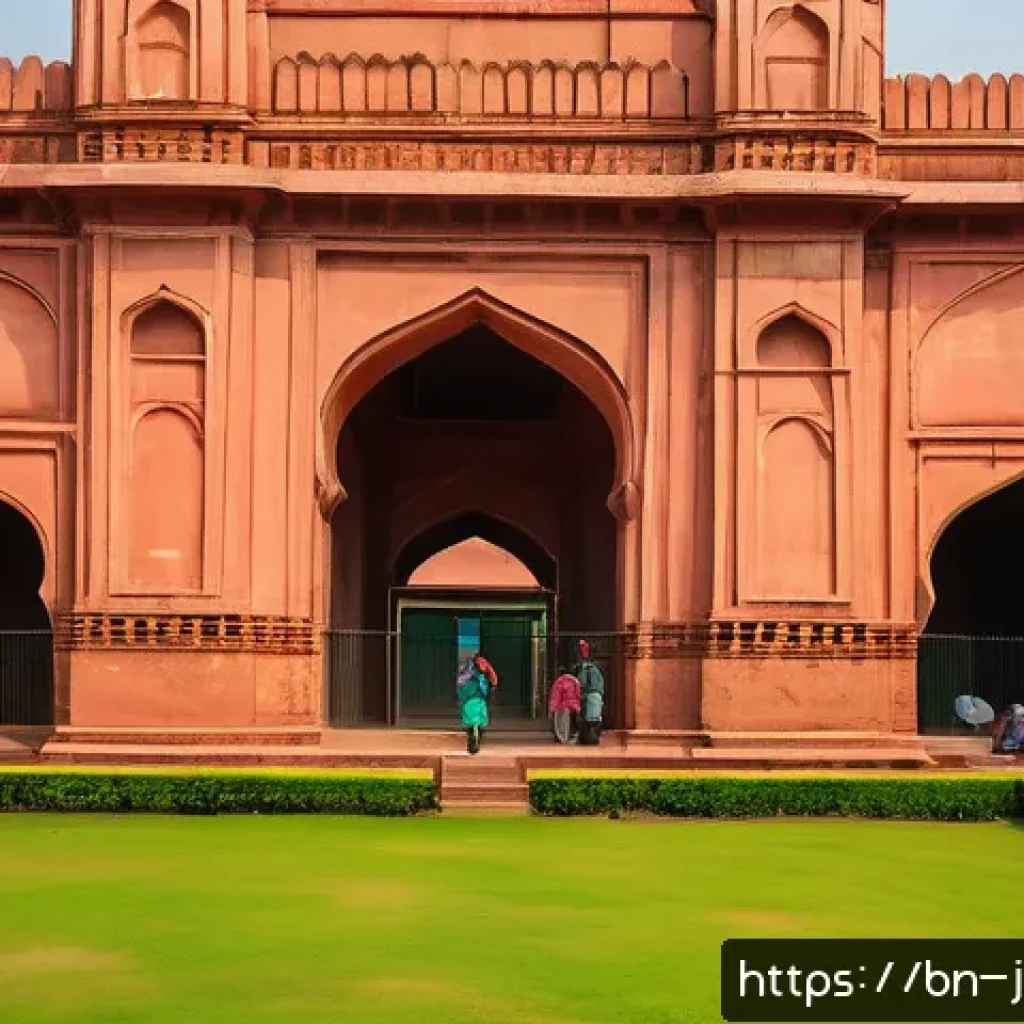 초보자를 위한 역사적 도보 루트 트레킹 가이드 - A detailed scene of Lalbagh Fort in Dhaka during the daytime, showcasing its majestic Mughal archite...