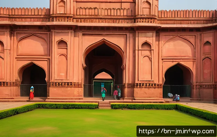 초보자를 위한 역사적 도보 루트 트레킹 가이드 - A detailed scene of Lalbagh Fort in Dhaka during the daytime, showcasing its majestic Mughal archite...